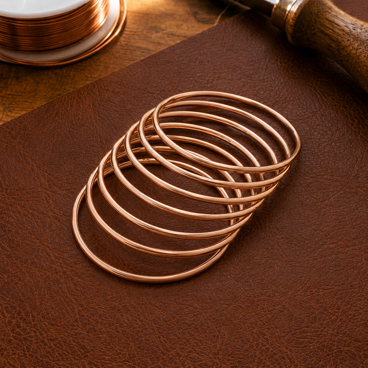 Patricia's Plain Copper Bangle Set