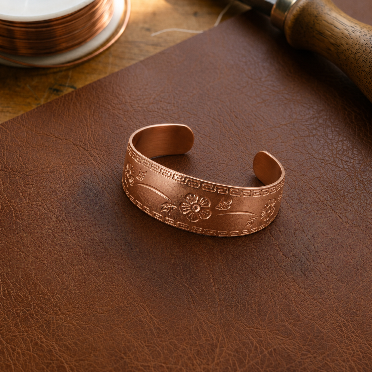Patricia's Fret Copper Bracelet