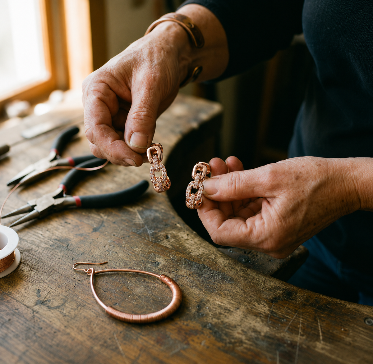Patricia's Link Copper Earrings