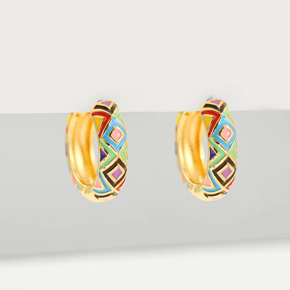 Vintage Colorful Hoop Earrings