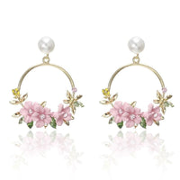 Gold Flower and Pearl Earrings