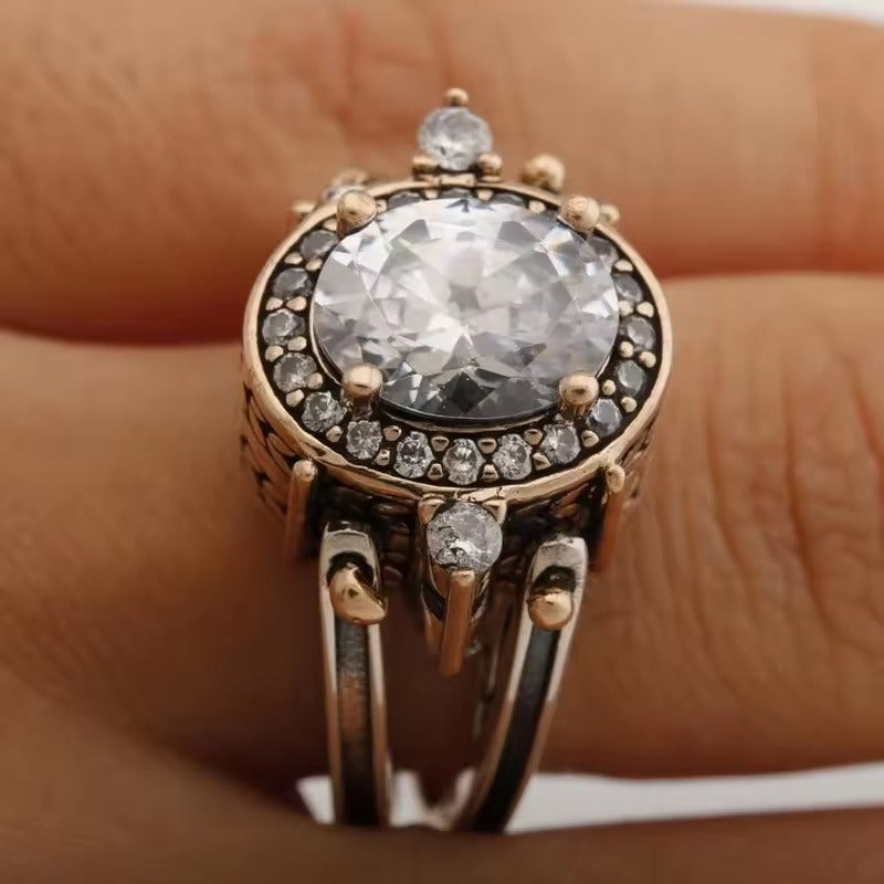 Vintage Inlaid Glass Gold Ring
