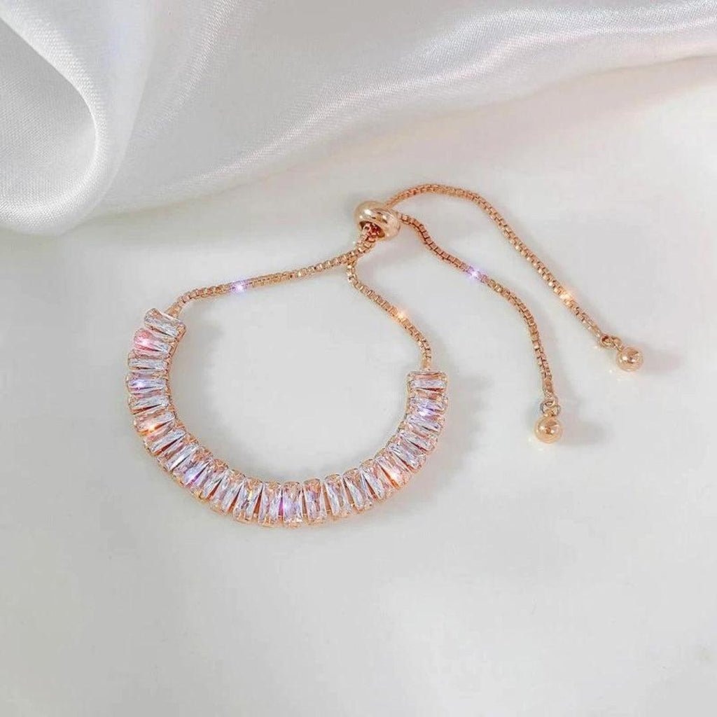 Adjustable Cubic Zirconia Bracelet in Gold and Silver