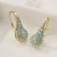 Valenne Turquoise Cluster Gold Earrings