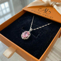 Rose Oval Crown Halo Necklace