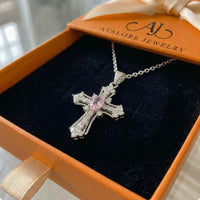 Celestial Pink Cross Necklace