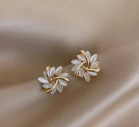 Elegant Opal Circle Bloom Earrings