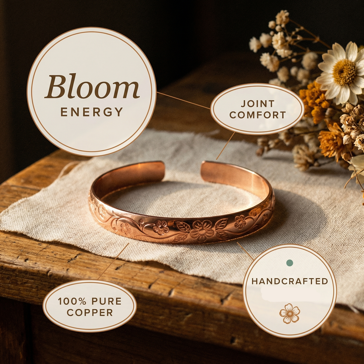 Patricia's Bloom Copper Bracelet