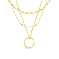 Open Circle Three Row Necklace
