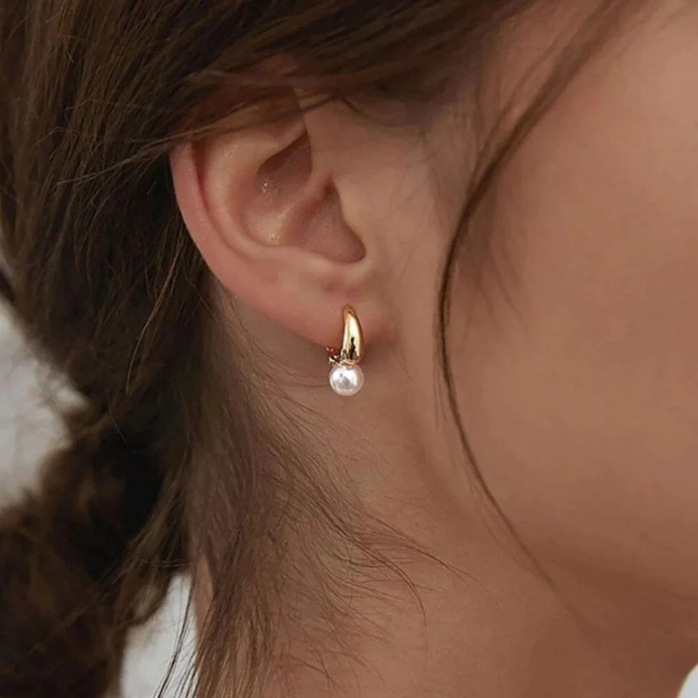 Unique Golden Pearl Earrings
