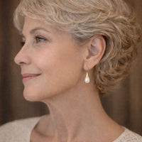 Gold Teardrop Pearl Earrings